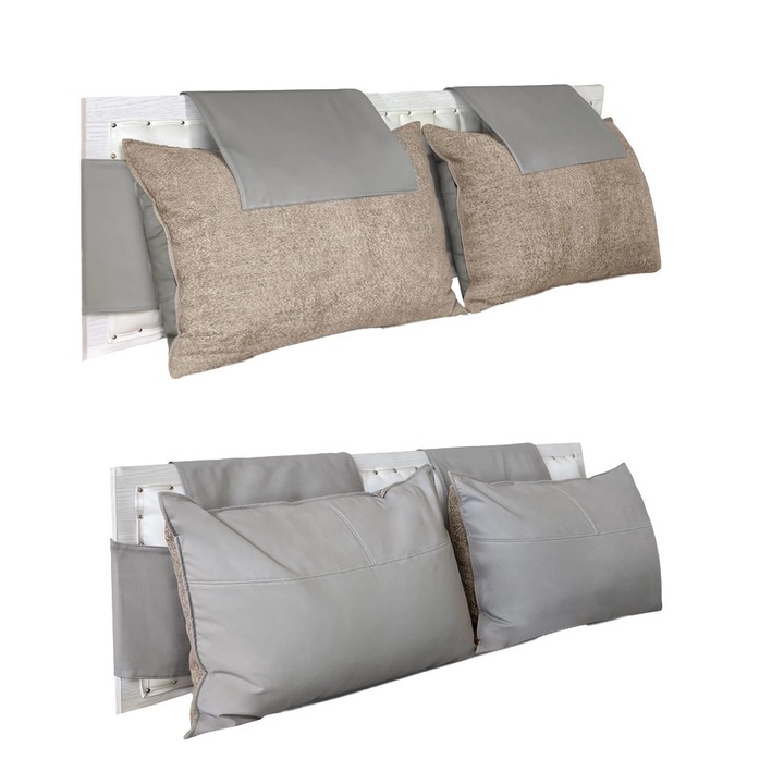 Perna Pillow Palette állítható megfordítható, 100% poliészterből, poliészter szál töltettel, cipzárral és tépőzáras rögzítéssel, szürke/bézs, 1 db