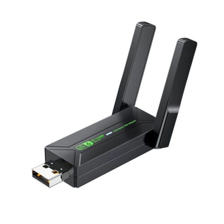 AX900 USB WiFi adapter, Wi-Fi 6, kétsávos 2.4/5 GHz, kompatibilis Windows 10/11 rendszerekkel, fekete, 1 db