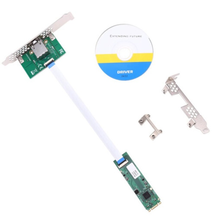 Мрежова карта M.2 B+M Key към Ethernet 5 Gbps, RTL8126, един порт, съвместима с Windows 7/8/10, зелена, 1 бр