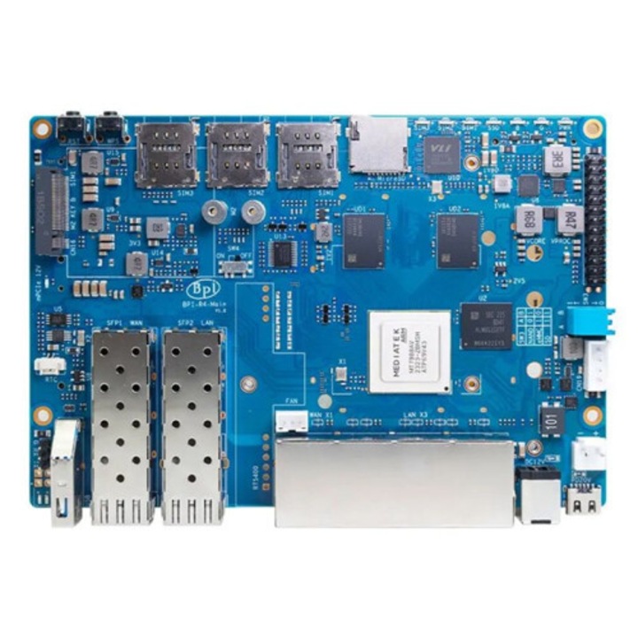 4GB RAM MT7988A router fejlesztőkártya 2 SFP-vel, 4GB, fekete