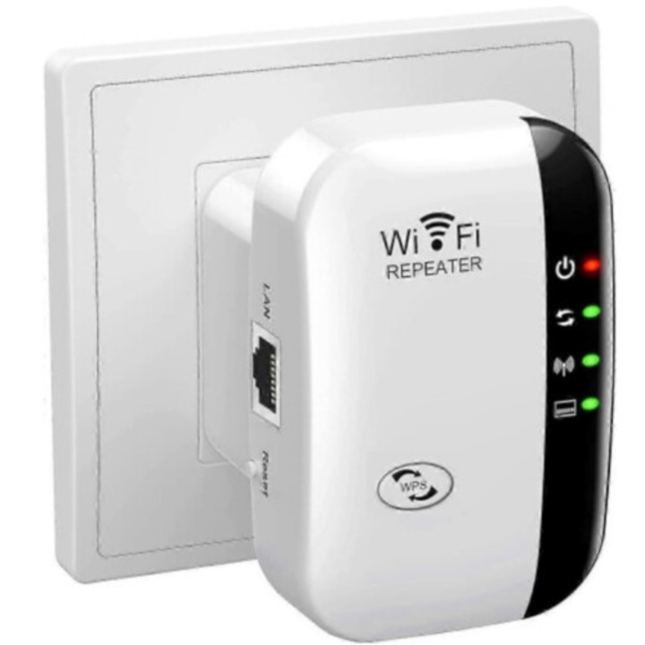 Wi-Fi jelerősítő, jel- és interneterősítő, 465 m² lefedettség, akár 50 eszközt támogat, fehér