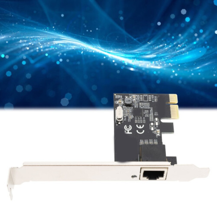 Мрежова карта / адаптер PCIe Gigabit RJ45 10/100/1000 Mbps, съвместима с PCI Express x1, Черен, 1 бр