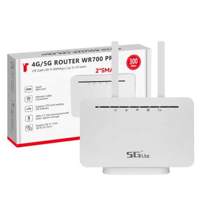 Router 4G LTE CPE WR700, kártyafüggetlen SIM foglalattal, Wi-Fi 6, Ethernet port, mobil hotspot, fehér, 1 db