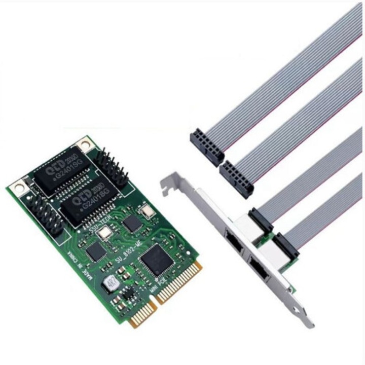 Мрежова карта PCIe Verse 2 Gigabit, Ethernet адаптер с RJ45 порт, 10/100/1000 Mbps, Зелен, 1 бр