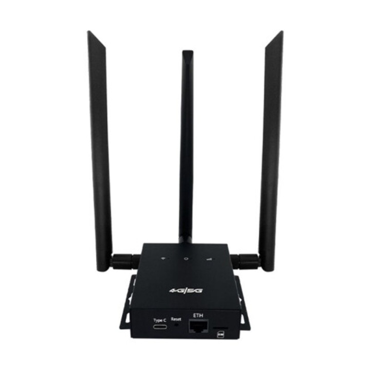 Router 4G USB-C 300 Mbps LTE CPE, Wi-Fi modem 3 nagy nyereségű antennával, egy Ethernet port, EU csatlakozó, fekete