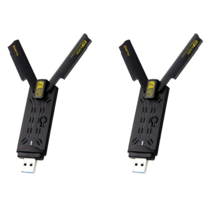 Vezeték nélküli USB WiFi7 adapter 6500 Mbps 2.4 GHz 5.8 GHz készlet 2 db