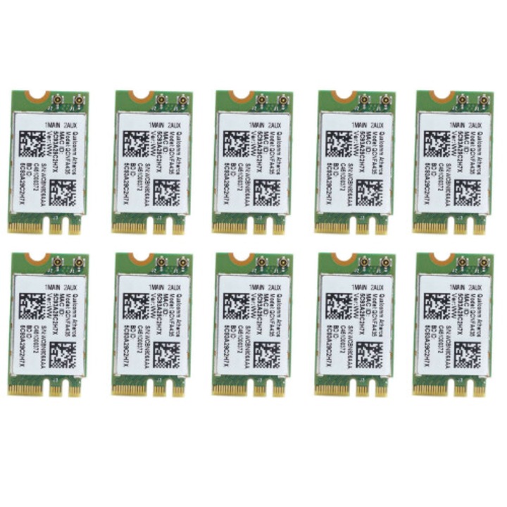 10 darabos készlet, NGFF QCA9377 QCNFA435 vezeték nélküli kártya, Wi-Fi 802.11ac kétsávos 2.4/5 GHz, Bluetooth 4.1, Zöld, 10 x 1 db