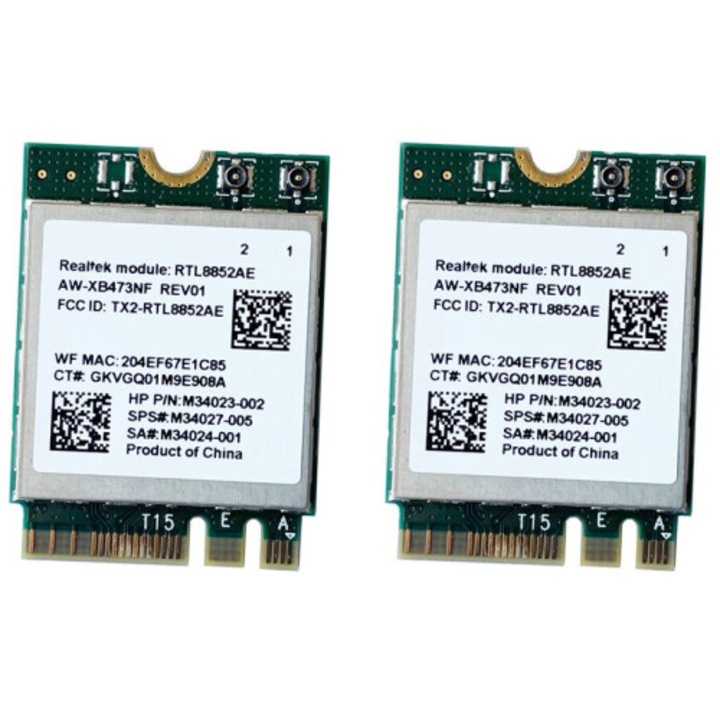 2 darabos készlet, vezeték nélküli modul / hálózati kártya AW-XB473NF RTL8852AE, wifi 6 802.11ax/802.11ac, 2.4G/5G, mu-mimo, bluetooth 5.2, zöld
