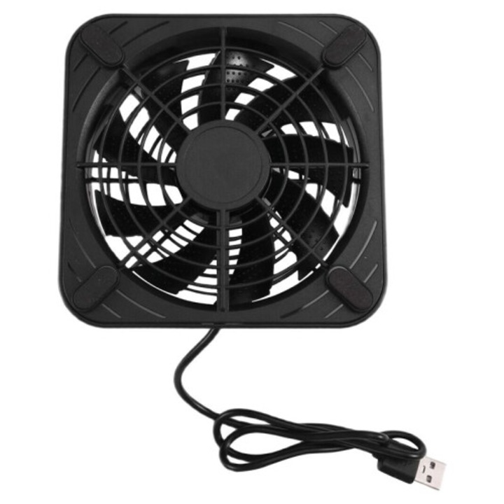 USB ventilátor hűtőpanel Z-X1 routerhez, számítógép host tartó, 5V USB kábellel és védőráccsal, Fekete, 1 db