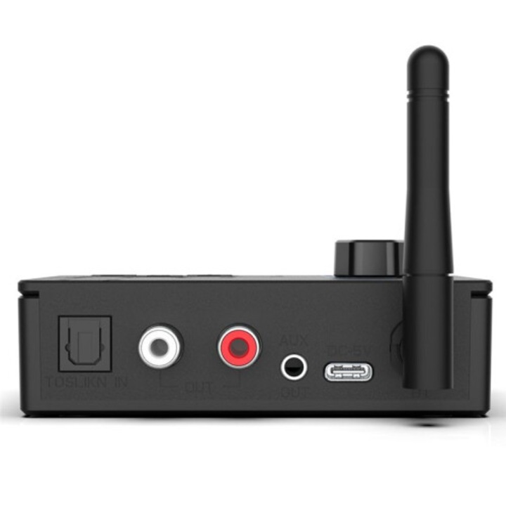 Receptor HiFi/receiver 5.4" convertor digital-analog, convertor optic TOSLINK, cu telecomanda si adaptor, Negru, 1 buc