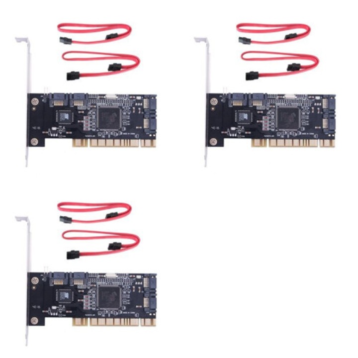 Placa de expansiune PCI 4 porturi cu 2 cabluri, interior, pentru PC desktop