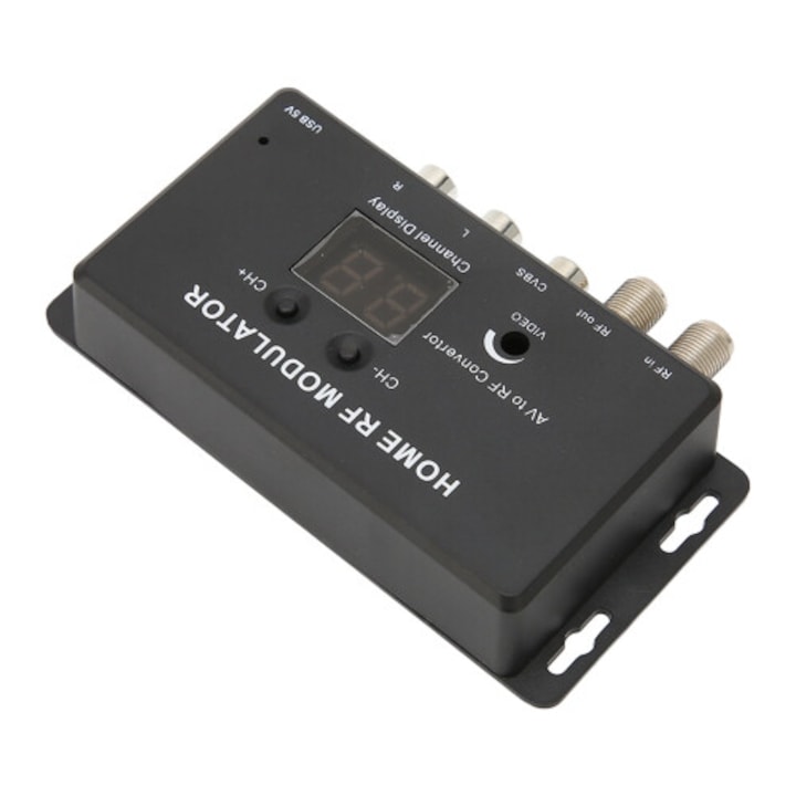 Convertor AV in RF M70RV, modulator TV/RF compatibil cu PAL/NTSC, pentru set-top boxuri, negru, 1 buc