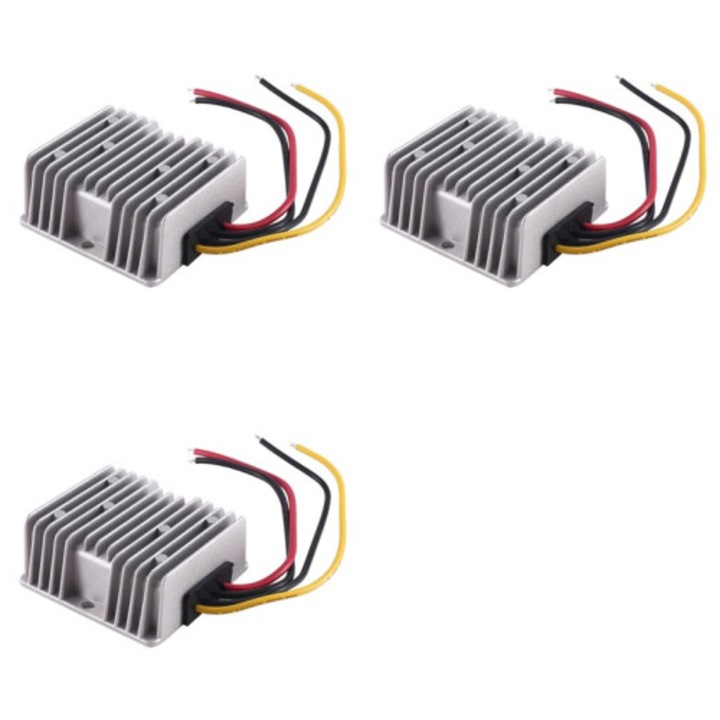 3 db DC-DC átalakító készlet 8V-40V-ról 12V 10A 120W-ra, step-down stabilizátor LED-hez és napelemekhez, ezüst