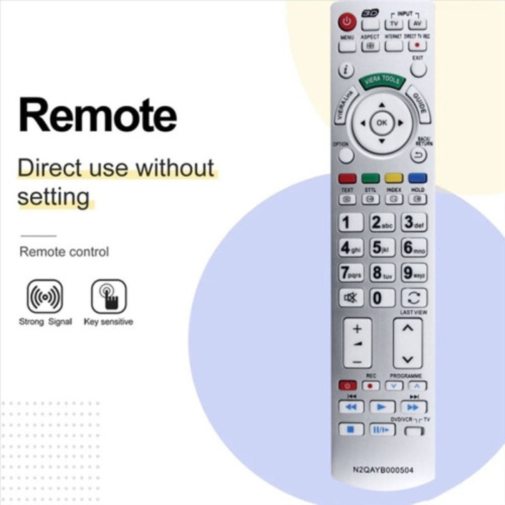Telecomanda de inlocuire N2QAYB000504, compatibila cu N2QAYB000490/N2QAYB000353/N2QAYB000673/N2QAYB000328/N2QAYB000934, utilizare directa fara configurare, semnal puternic, alb, 1 buc