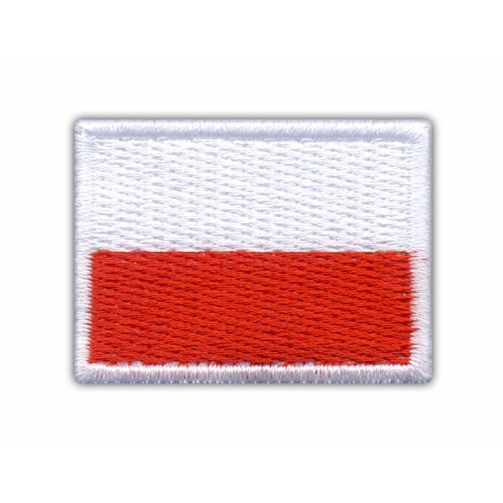 Textil hímzett folt, hímzett gallér embléma, felvarrható, hővágott szegéllyel, Lengyelország zászlaja, fehér/piros, 3 x 4 cm