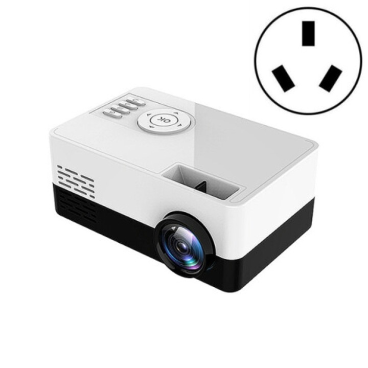 Портативен мини видеопроектор 1080p LED бял 108x70x40mm