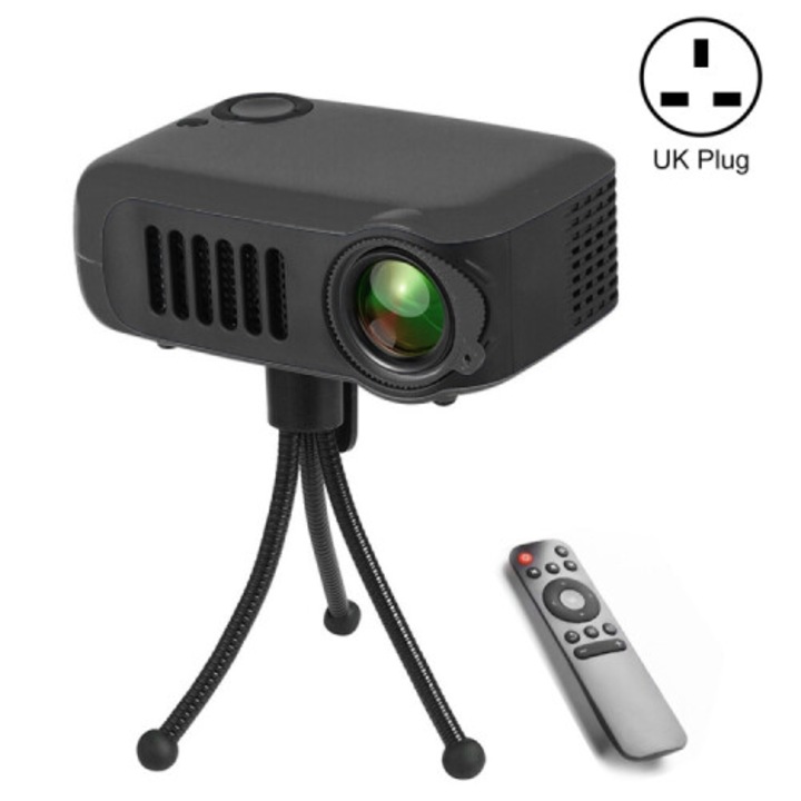 A2000 hordozható videoprojektor, 800 lumen, 1080p, fekete