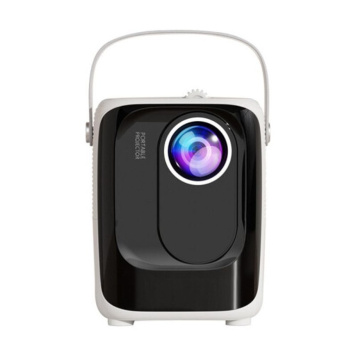 Hordozható S10 projektor, 1080P Full HD videoprojektor, Android kompatibilis, 5G Wi‑Fi, házimozihoz, fehér, EU csatlakozó, 1 db