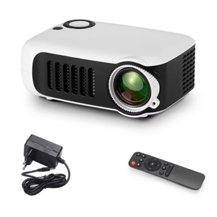Портативен 3D LED 4K 1080p лазерен видеопроектор, черен, EU щепсел