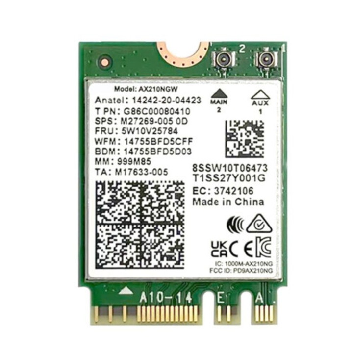 M.2 6E AX210 hálózati kártya 5374 Mbps többszínű