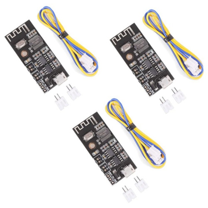 Erősítő panel / audio modul 5W+5W, hangszórókhoz, tápellátás 3.7-4.2V/5V, Fekete, 3 darabos készlet