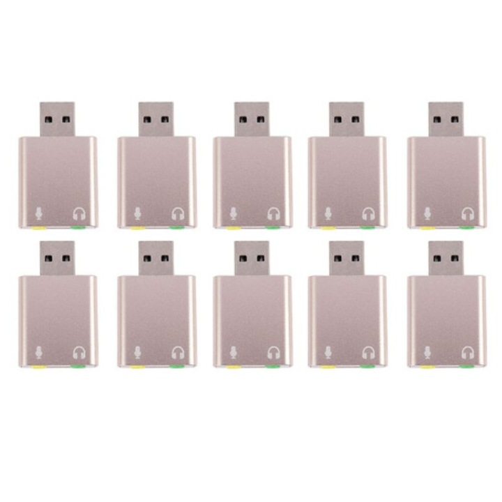 Külső USB 7.1 hangkártya 3.5mm jack adapterrel, 10 db-os szett