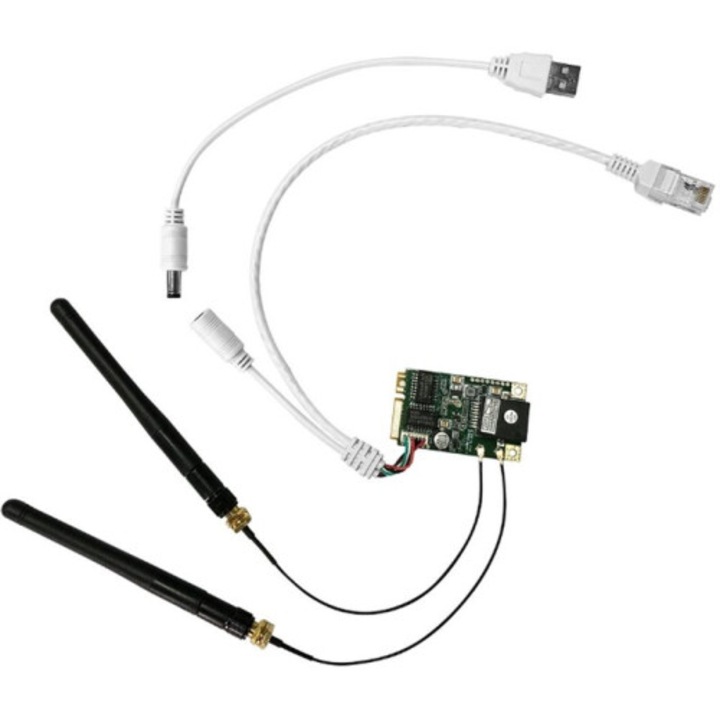 Modul híd/repeater WiFi-Ethernet VM300-H, integrált router, vevő és adó, ipari hálózatokhoz és egyedi projektekhez, fekete/zöld, 1 db