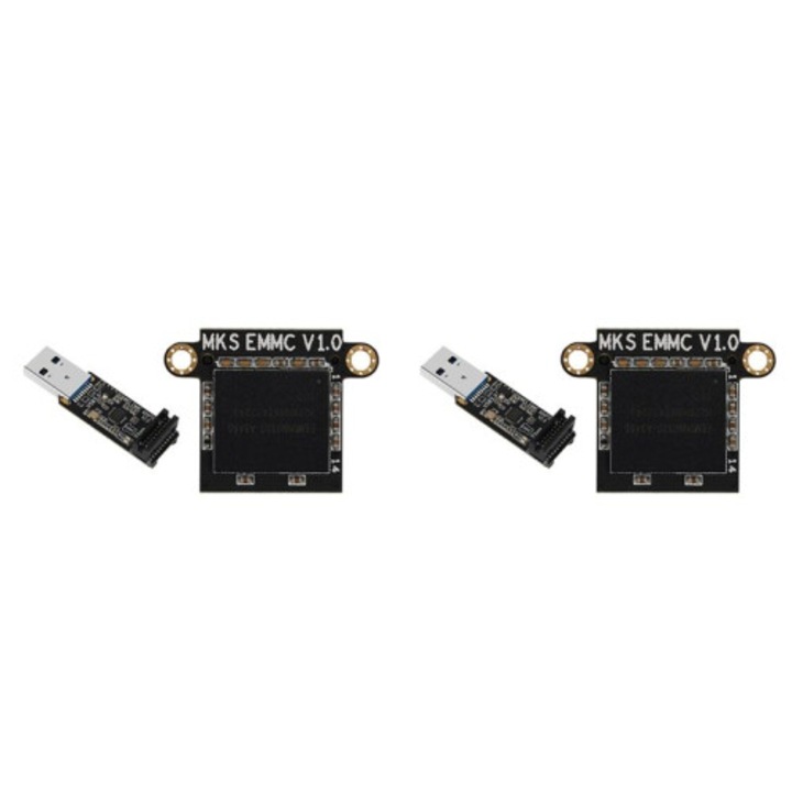 Комплект карти памет eMMC 32GB MKS с адаптер четец USB 3.0 EMMC-ADAPTER V2, съвместим с Neptune 4/4 Pro/4 Max, Черен, 2 карти 32GB + 1 адаптер