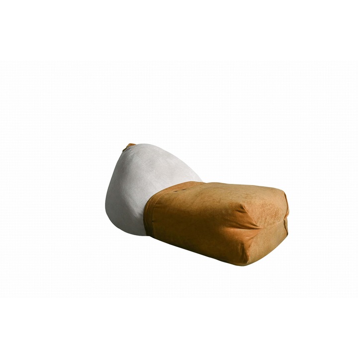 Pillow Palette Worek-Lezanka babzsákfotel, körbeölelő hatással, 100% poliészter szál töltettel, bézs/barna, 80x130x60 cm, 1 db.