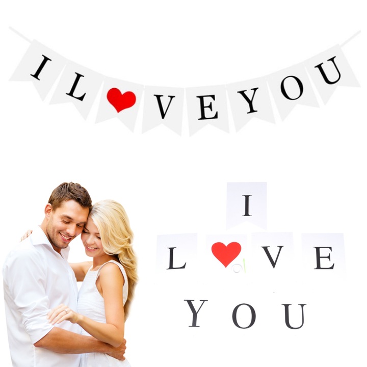 Ghirlanda hartie I LOVE YOU 20x16 cm decorativa multicolor