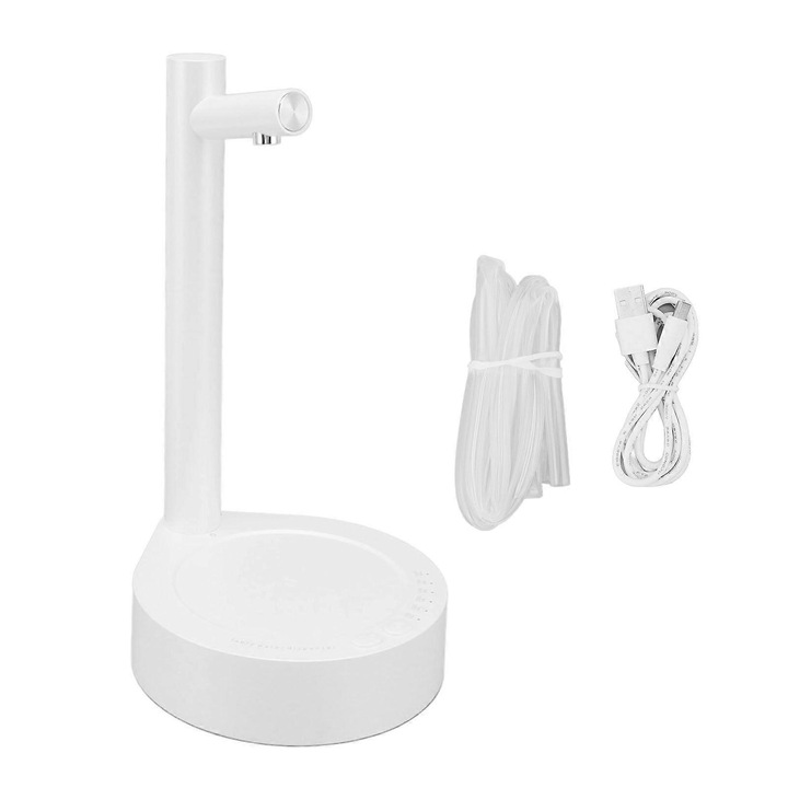 Set 2 bucati, pompa de apa electrica portabila si detasabila, dozator automat cu 6 trepte de debit, baterie 1800mAh, incarcare USB type-c, compatibila cu butelii, alb
