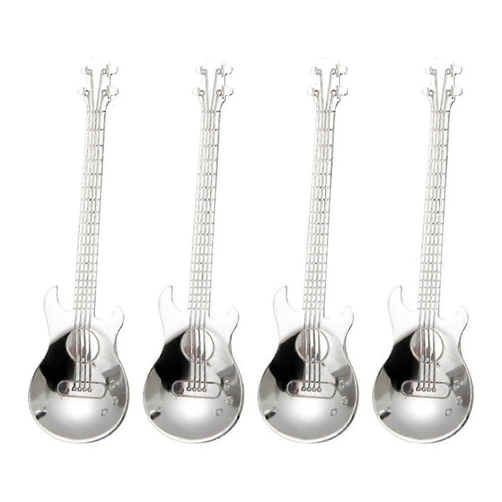 4 db rozsdamentes acél gitárkanál készlet, 12x3.2cm, többszínű