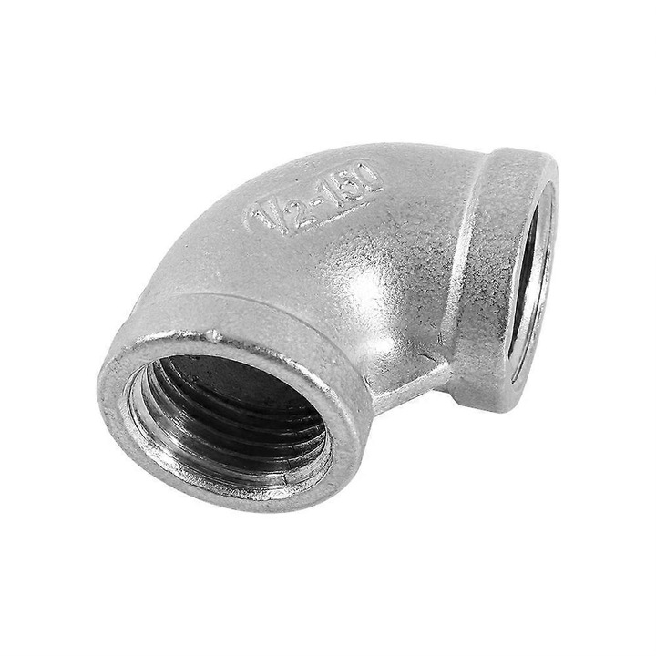 Könyök 90° menetes 1/2" (DN15) 304 rozsdamentes acélból, belső menetes x belső menetes, nyomás- és időjárásálló, ezüst, 1 db