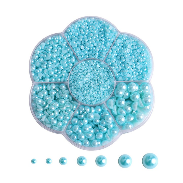 Zwap körömdíszek, 5600 gyöngy készlet, 2-10mm, tengerészkék