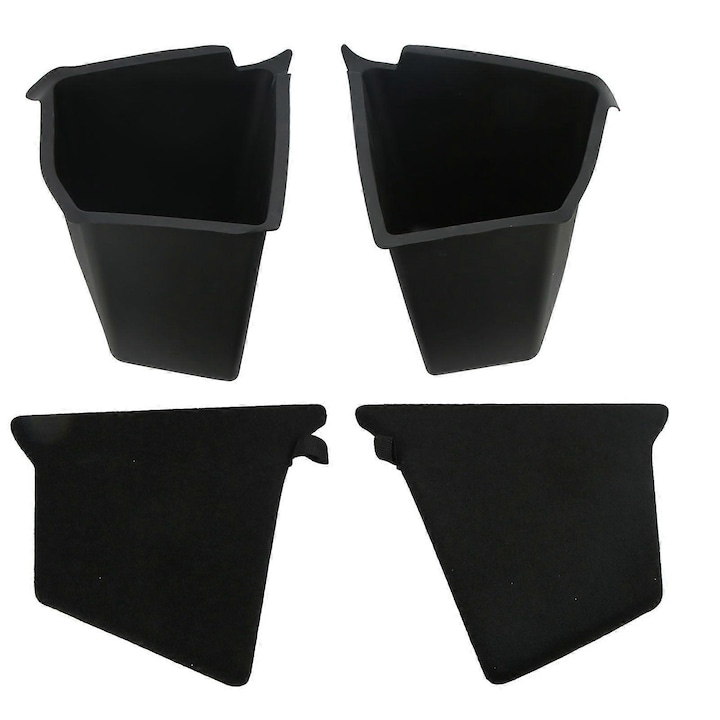 Set 2 organizator portbagaj spate pentru Tesla Model Y 2020-2022, din TPE cu capac flocat ABS, potrivire laterala perfecta anti-zgomot, negru, 2 x cutie, 2 x capac