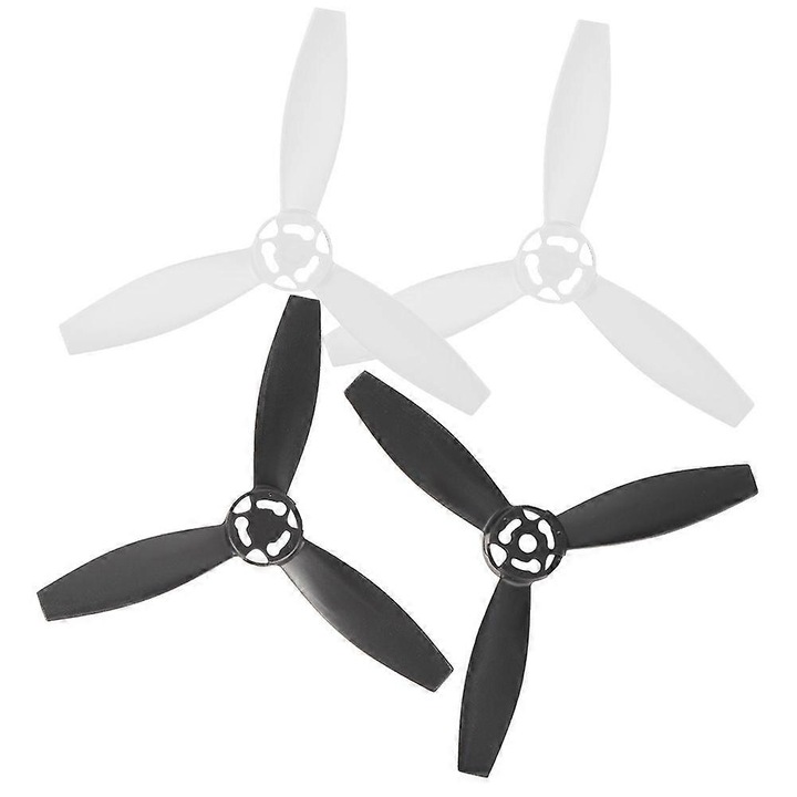 Set 4 elice drone, plastic, negru-alb, 7.5x1.3cm, pentru Bebop 2