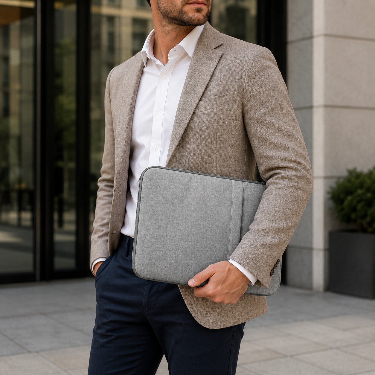 Husa laptop universala, compatibila 15.6 inch, buzunar lateral, inchidere cu fermoar, 40 x 30 x 2 cm, material textil, gri