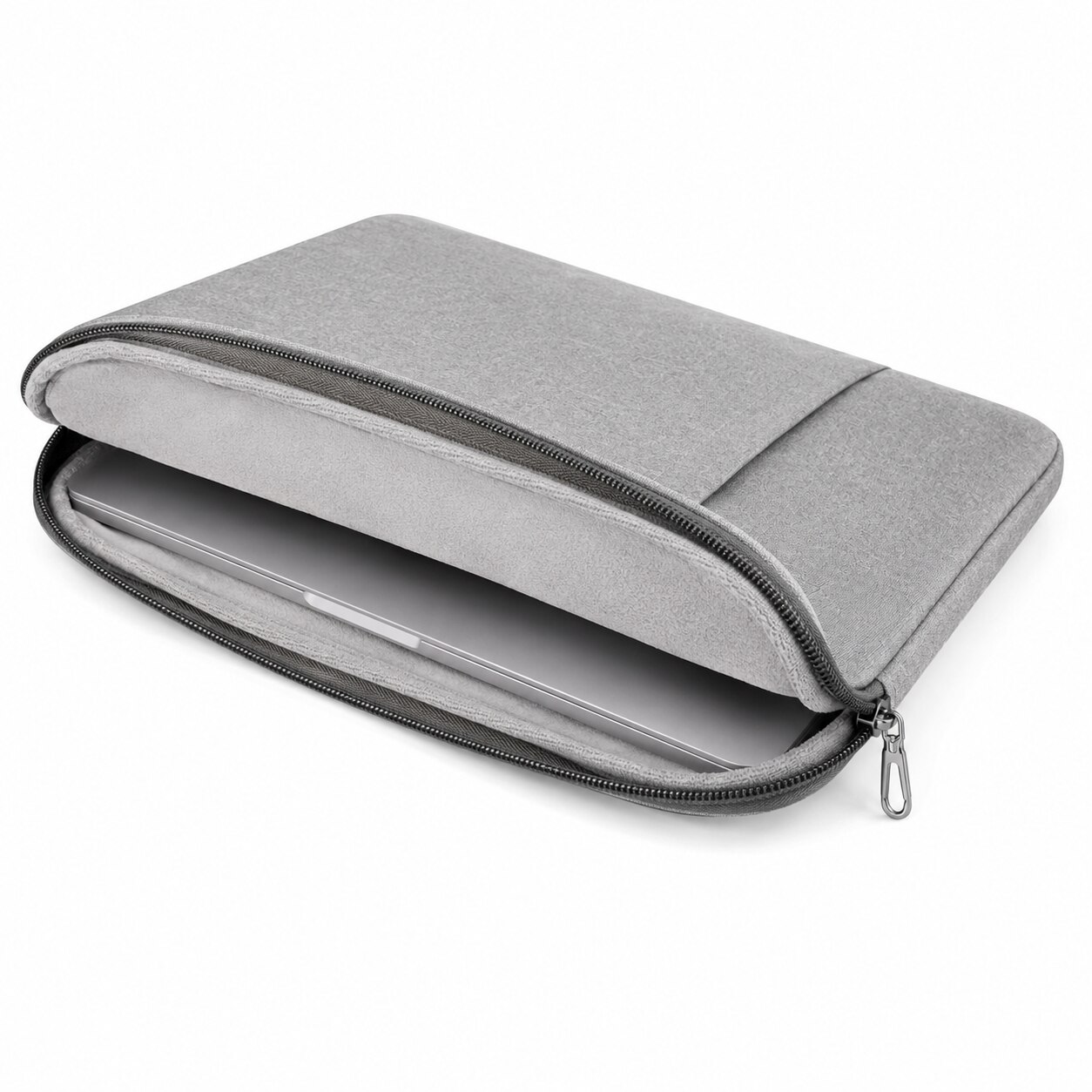 Husa laptop universala, compatibila 15.6 inch, buzunar lateral, inchidere cu fermoar, 40 x 30 x 2 cm, material textil, gri