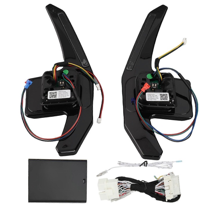 2 darabos szett, LED váltófülek Audi S4/RS4 S5/RS5 S6 C8 S7/RS7 SQ3/RSQ3 B9.5/C8 modellekhez, APP vezérlés és OBD smart box, RPM kijelző 500-9000, 11 állítható szín, Fekete