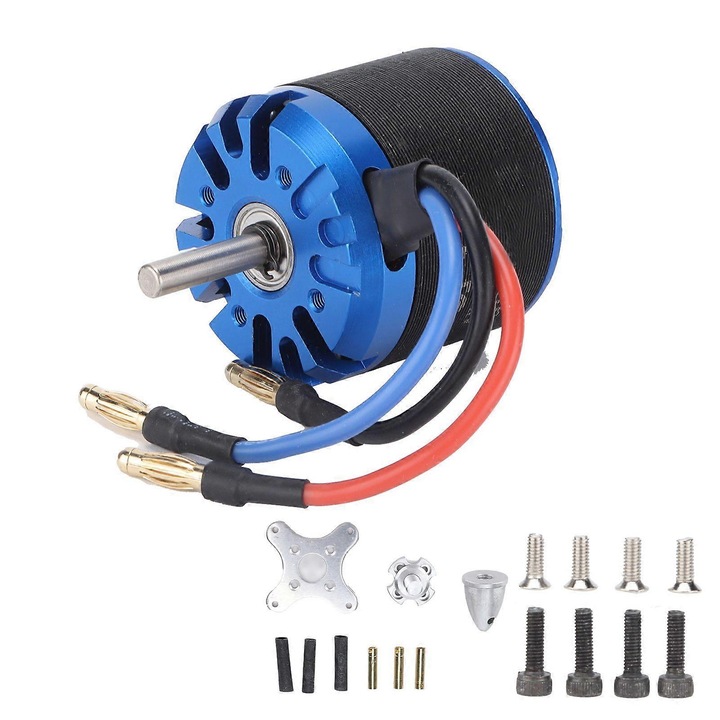 Kefe nélküli motor 4250 800KV, 1250W, 4.0 mm banán csatlakozó, alumínium és réz, fekete/kék, 1 db