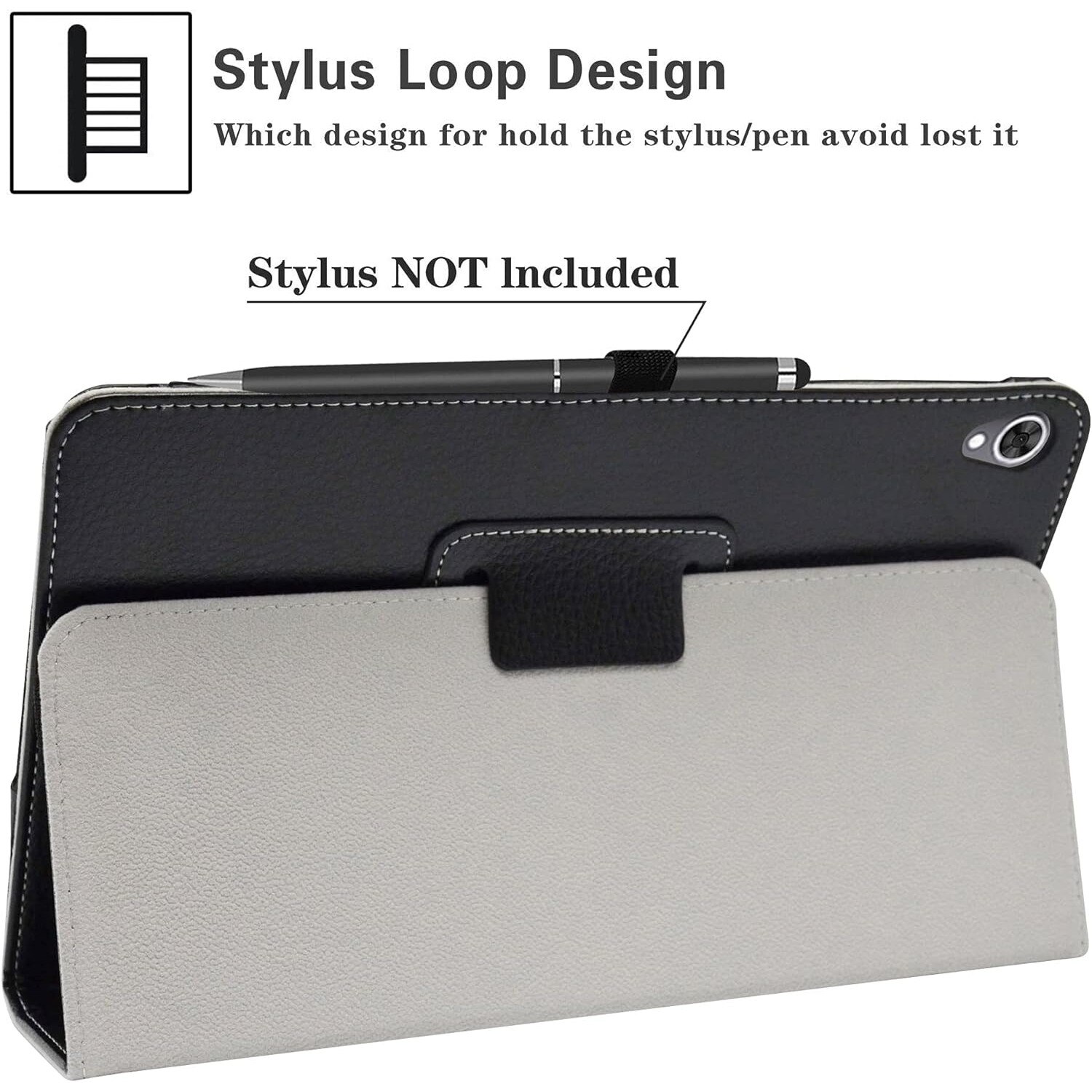 Husa etui tableta compatibila cu Alldocube iPlay 40 10.4, din piele ecologica, cu clapeta de inchidere si curea elastica, suport stand, Negru, 1 buc