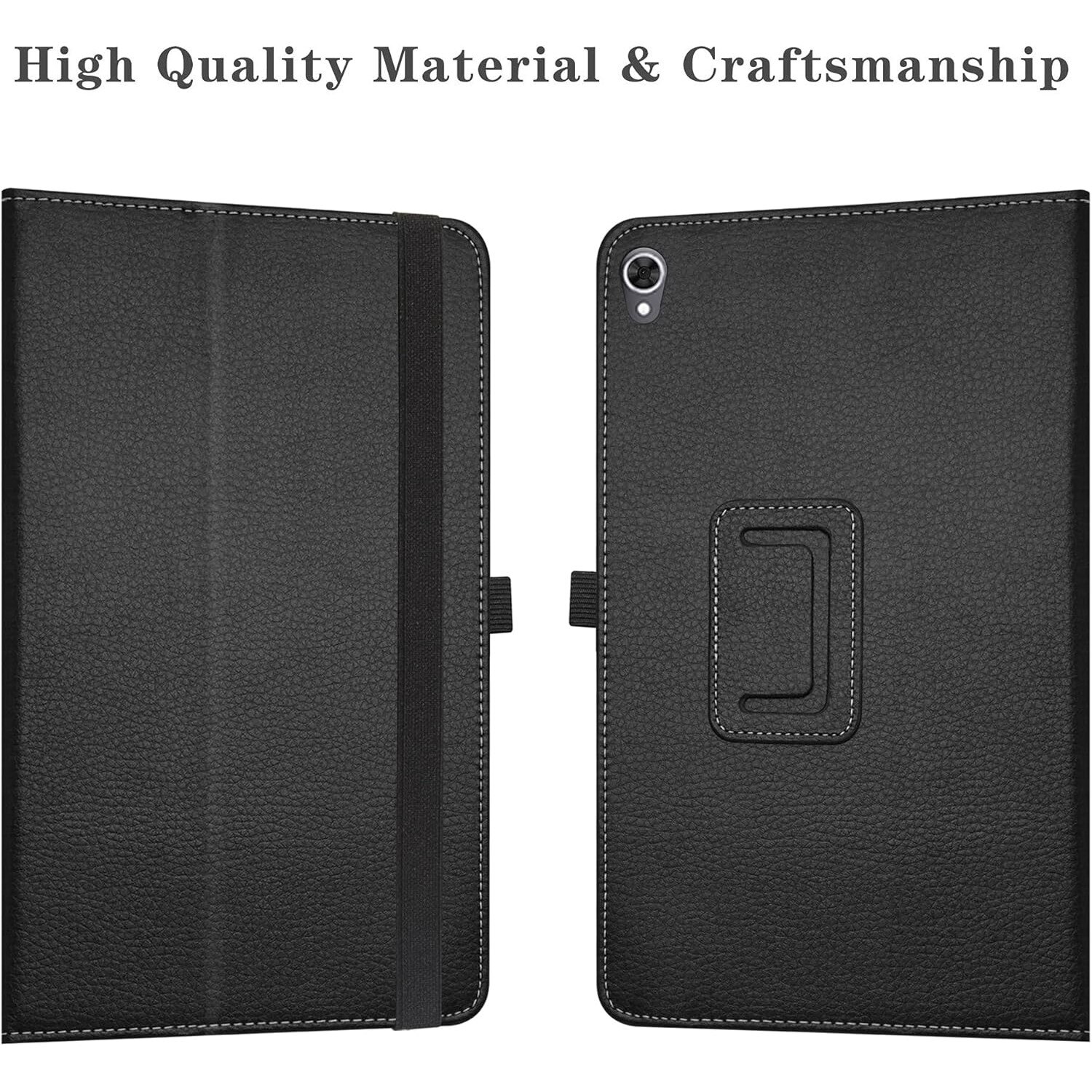Husa etui tableta compatibila cu Alldocube iPlay 40 10.4, din piele ecologica, cu clapeta de inchidere si curea elastica, suport stand, Negru, 1 buc
