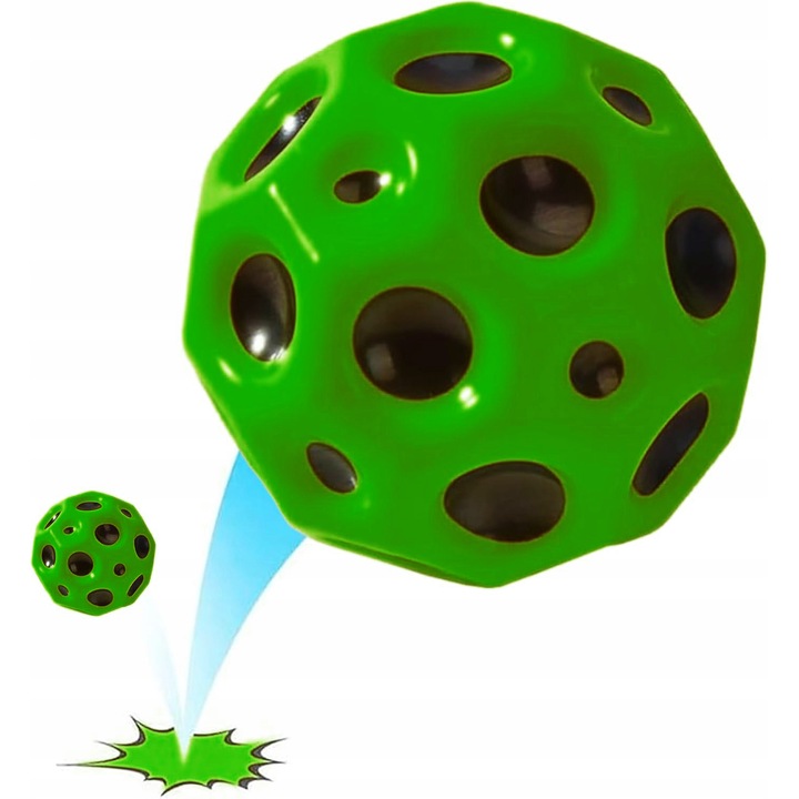 MEGADIDI Meteor ugráló labda/golyó, perforált szerkezettel, zöld-fekete, 7 cm