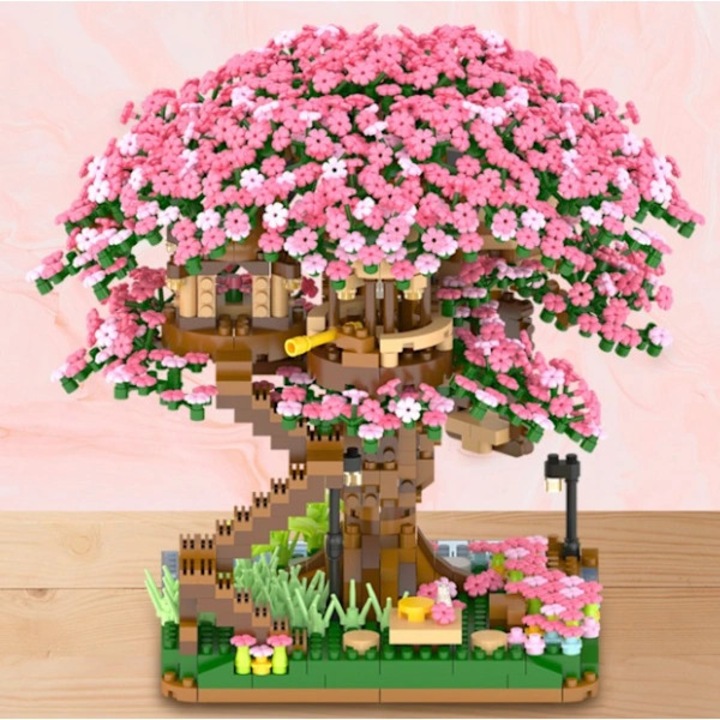 Sakura cseresznyefa bonsai építőkészlet mikro elemek 2088 többszínű 30x30x30cm