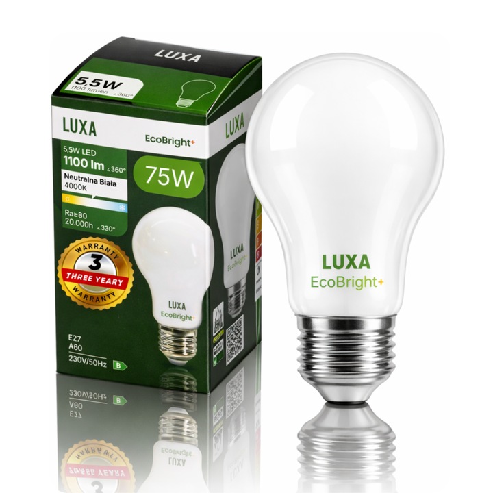 Bec LED LUXA A60 5,5W 4000K 108x60mm Semleges fehér