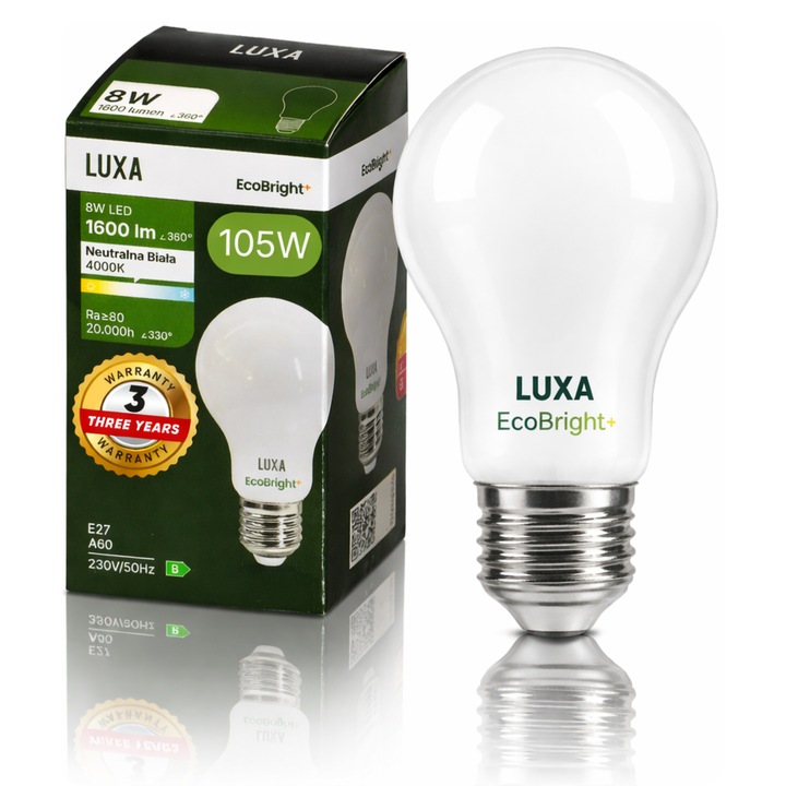 Bec LED LUXA A60 8W 4000K 108x60mm 1600lm E27