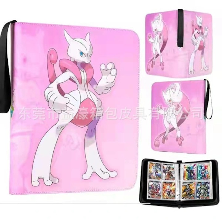 Албум за колекция от карти, класьор за карти Pink Super Dream, от водоустойчива PU кожа, с 9 джоба на страница, 50 страници (капацитет 900 карти), розов, 1 брой