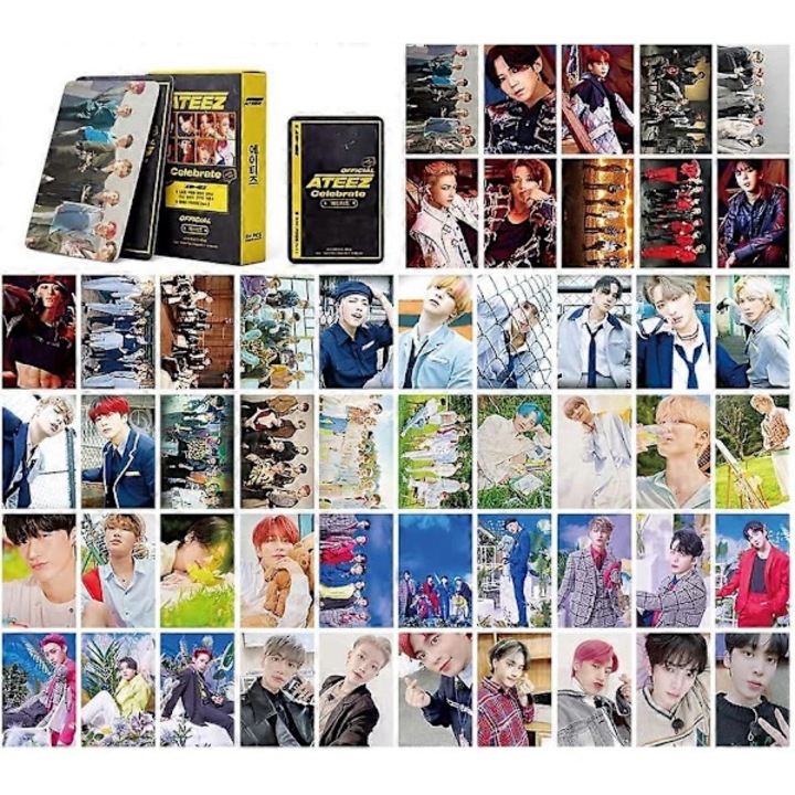 Комплект от 54 броя, LOMO картички, ATEEZ Zero:Fever Part.2 фотокартички, двустранен печат, висококачествен картон, опаковка в кутия, 5.5x8.5 см, Многоцветен