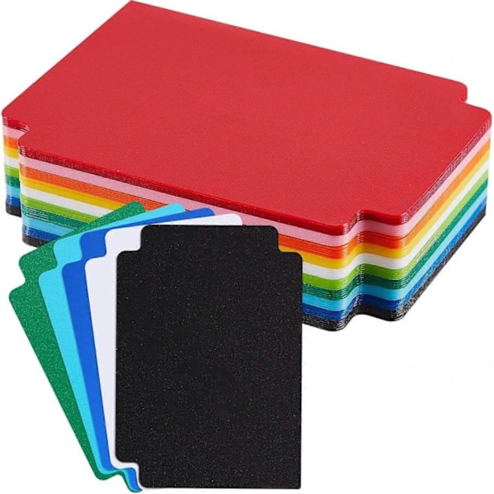 Divizoare pentru carduri colectionabile / separatoare pentru carti colectionabile, polipropilena, cu aspect mat si file pentru etichete, 6.9 x 9.7 cm, multicolor, 50 bucati