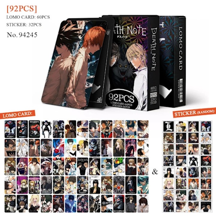 Комплект от 92 фотокартички Death Note със стикери и многоцветна подаръчна карта